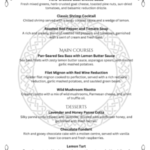 Wedding Menu Celtic 1