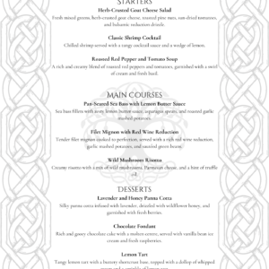 Wedding Menu Celtic Border