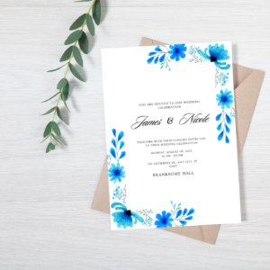 Blue Flower Wedding Invite