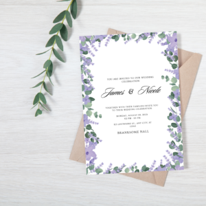 Purple Flower Wedding Invite