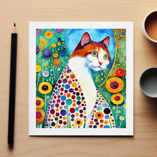 Klimt-Inspired Cat Greeting Cards – Boxed Set of 12